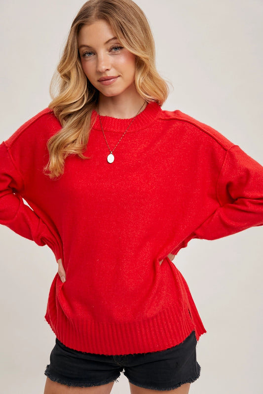 Crew Neck Sweater - Ruby