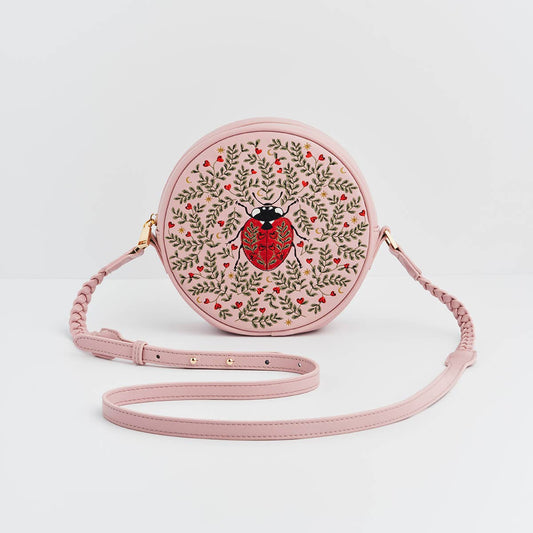 Ladybug Pink Embroidered Circle Bag
