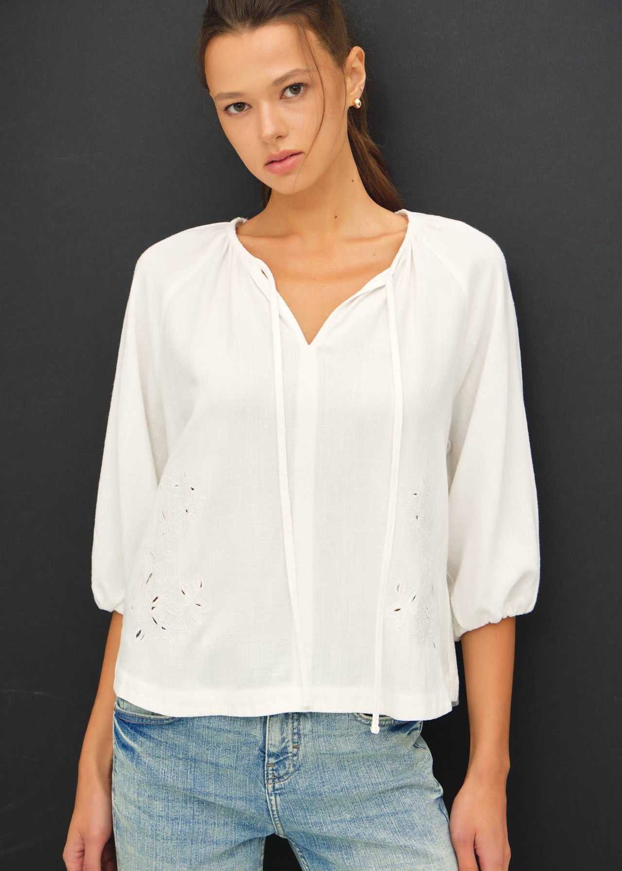 Boho Charm Embroidered Peasant Top