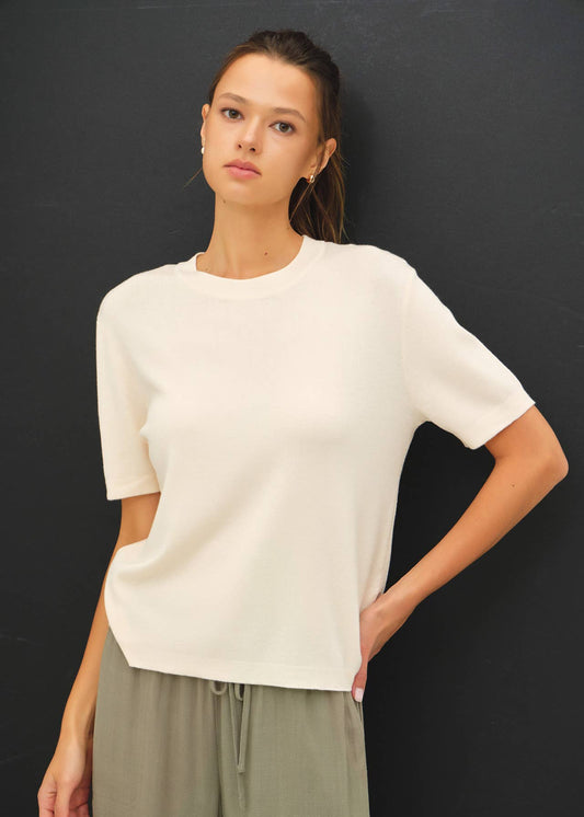 Camille Cashmere-blended Short Sleeve Sweater