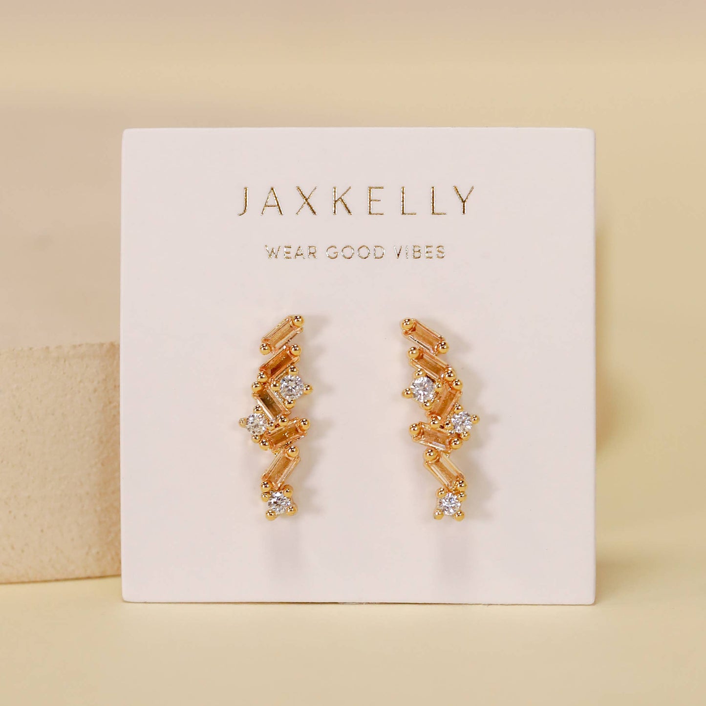 Cascading Baguette Drop - Gold Earrings