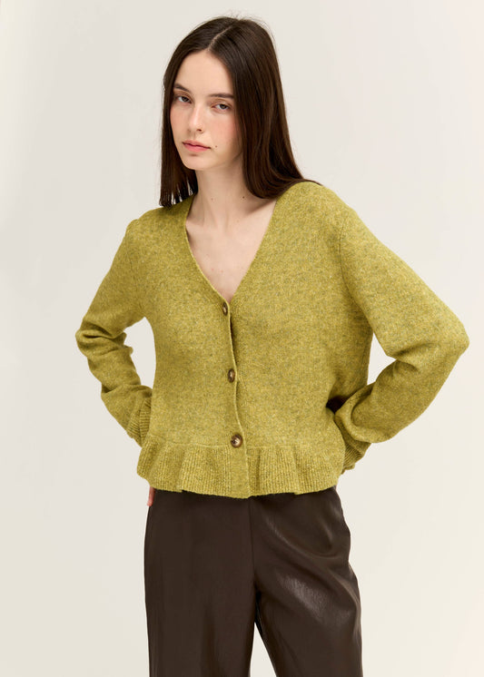 Citron Ruffle Hem Cardigan