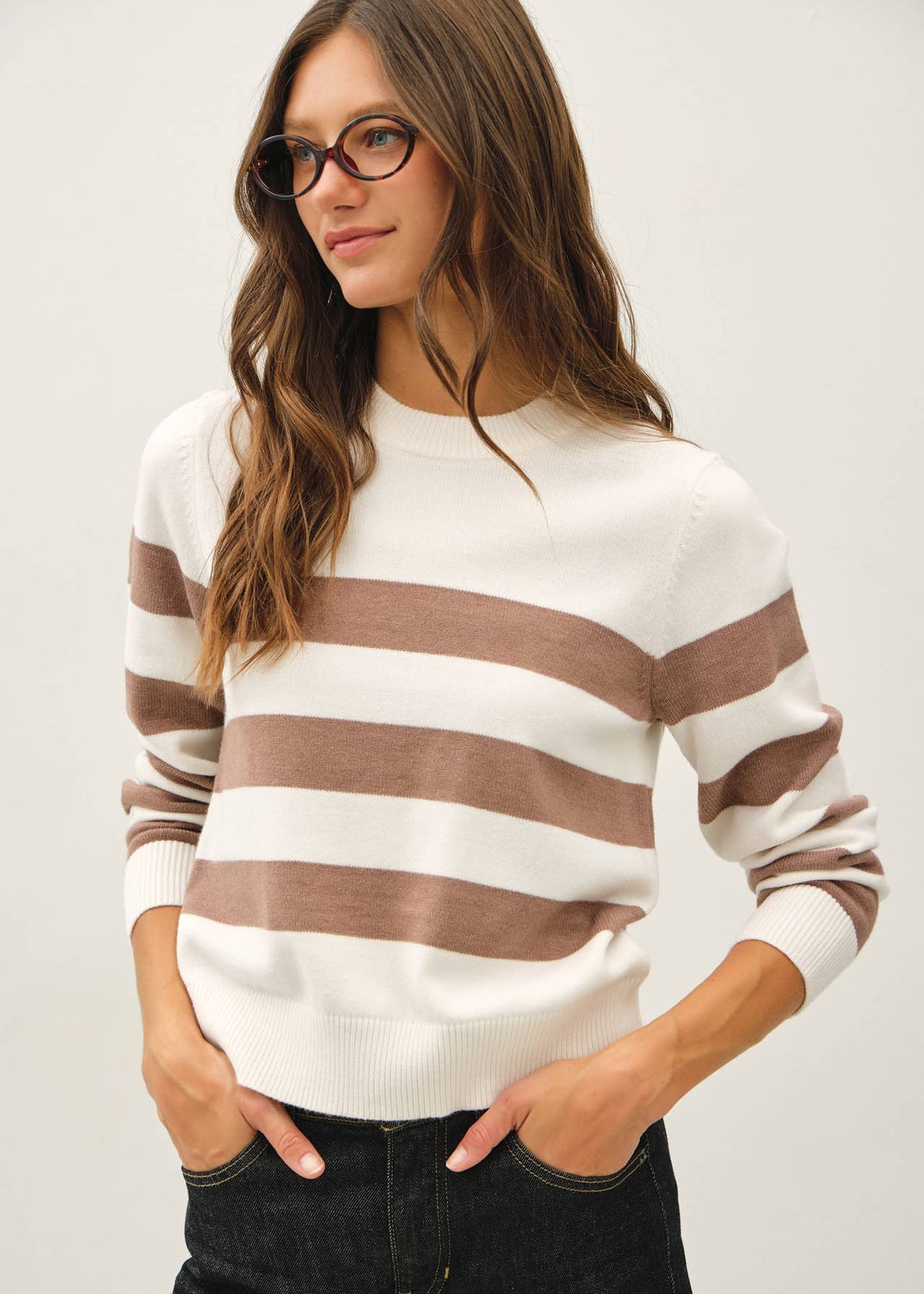 Classic Large Stripe Crewneck Sweater