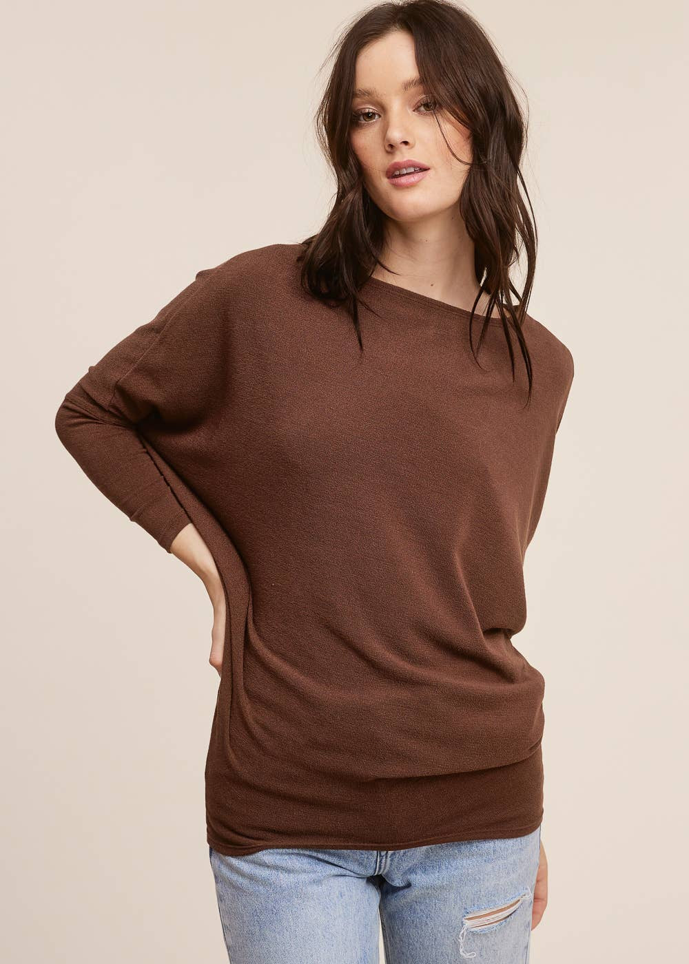 Crepe Hacci Dolman Top - Chestnut