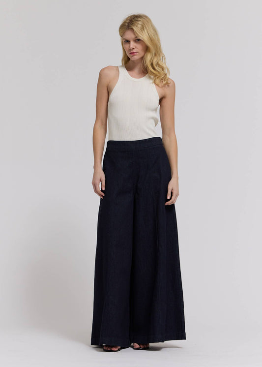 Denim Panel Maxi Pants