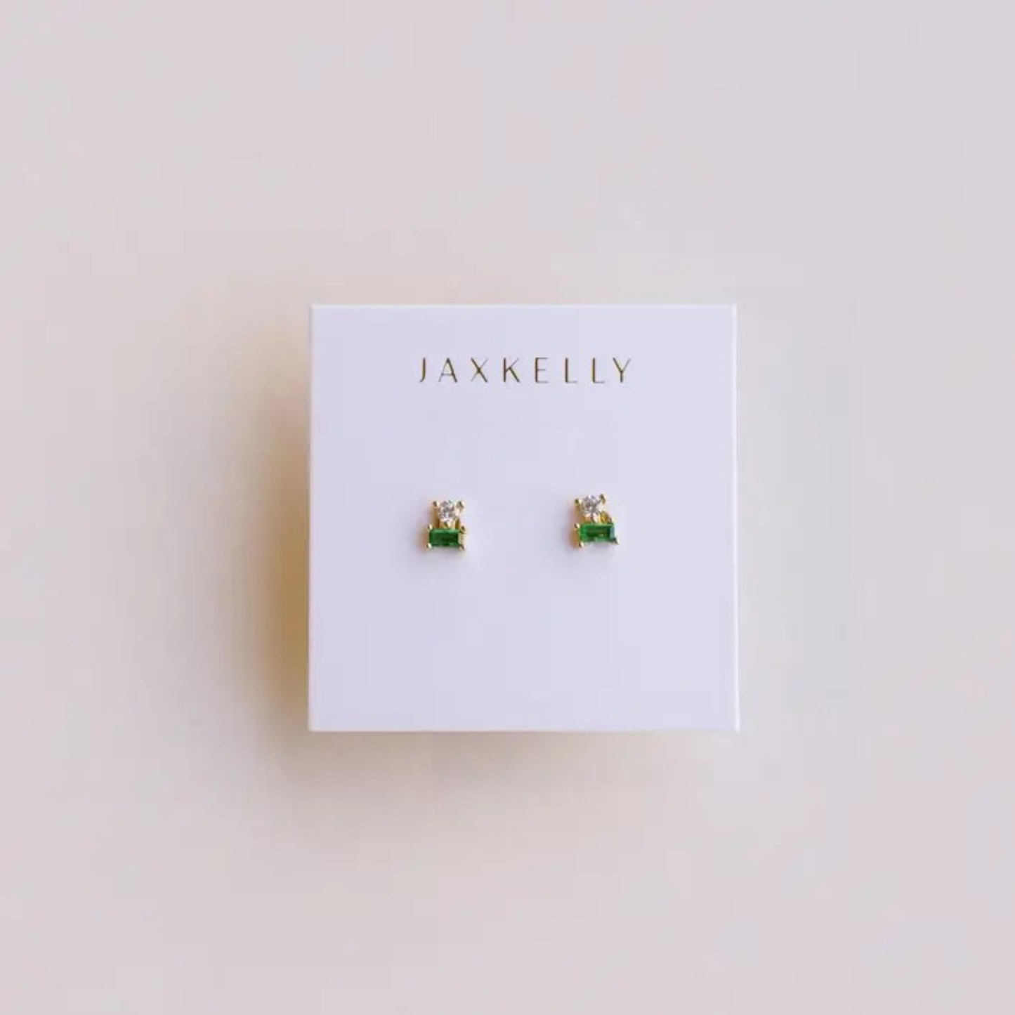 Double Stud Stack - Emerald & Gold Earrings