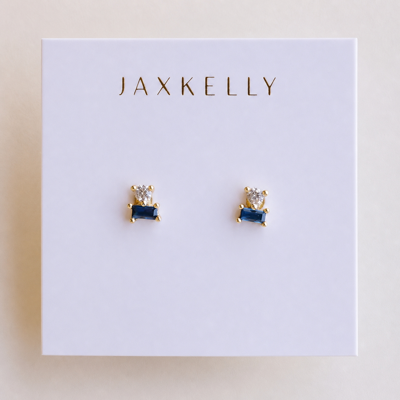 Double Stud Stack - Sapphire & Gold Earrings