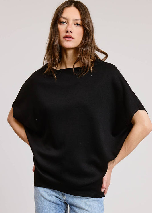 Effortlessly Chic Scuba Dolman Top - Black