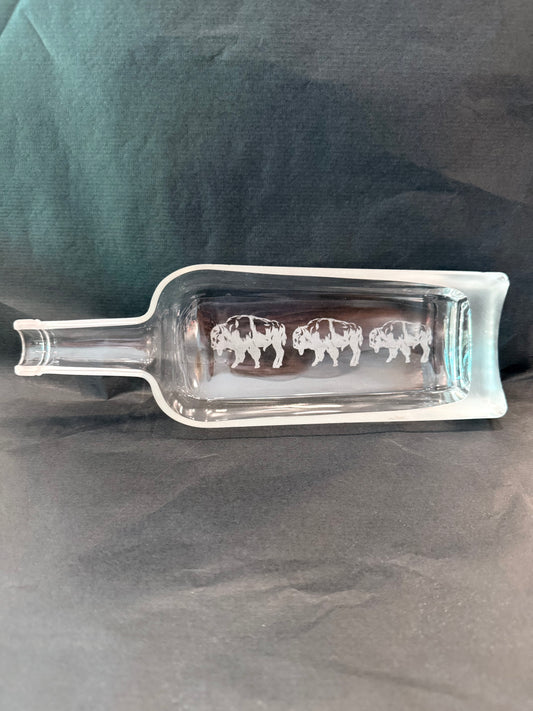 Buffalo Recycled Whiskey Bottle Dish
