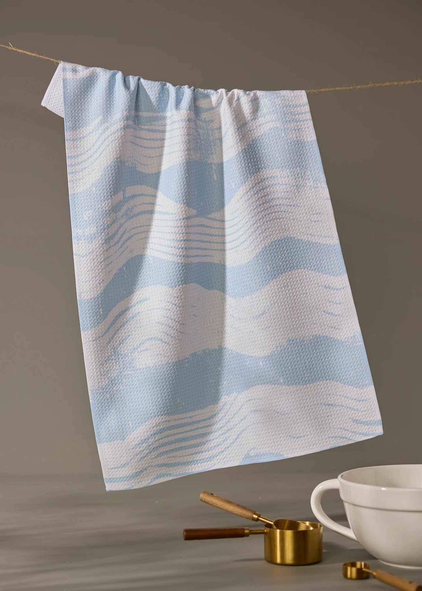 Geometry Brushline Lightblue Tea Towel