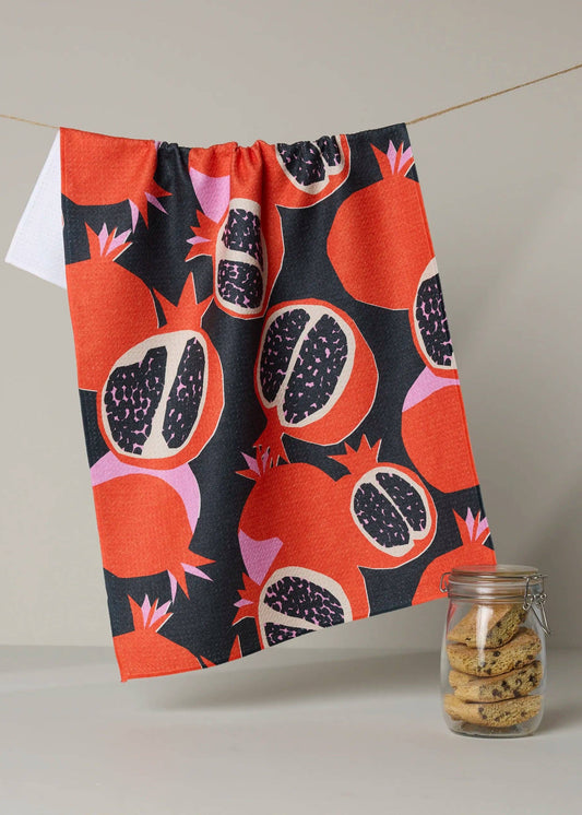Geometry Graphic Pomegranates Tea Towel