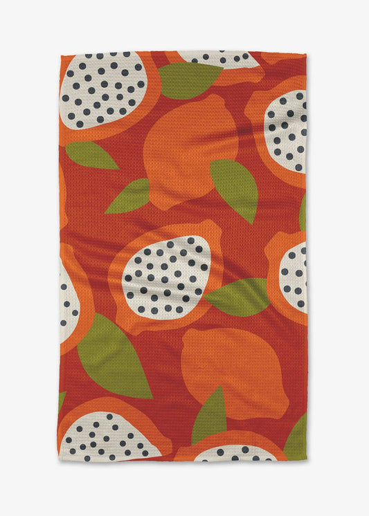 Geometry Papaya Playtime Tea Towel