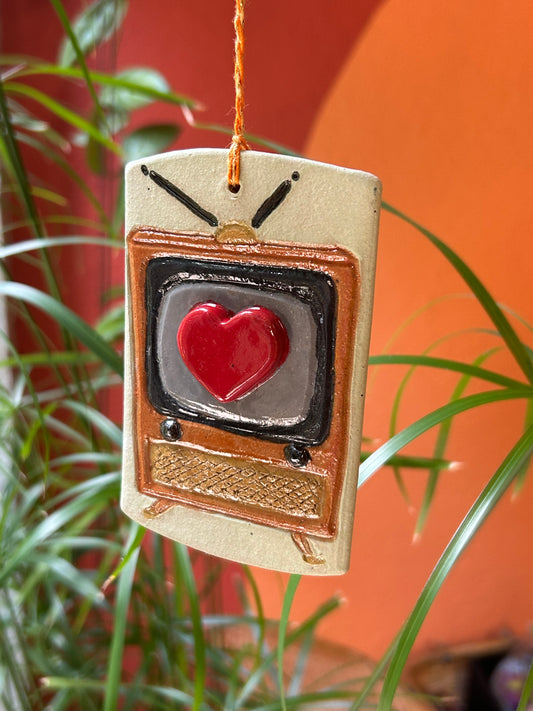 Retro TV & Heart Ornament