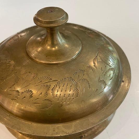 Vintage Brass Trinket Dish with Lid