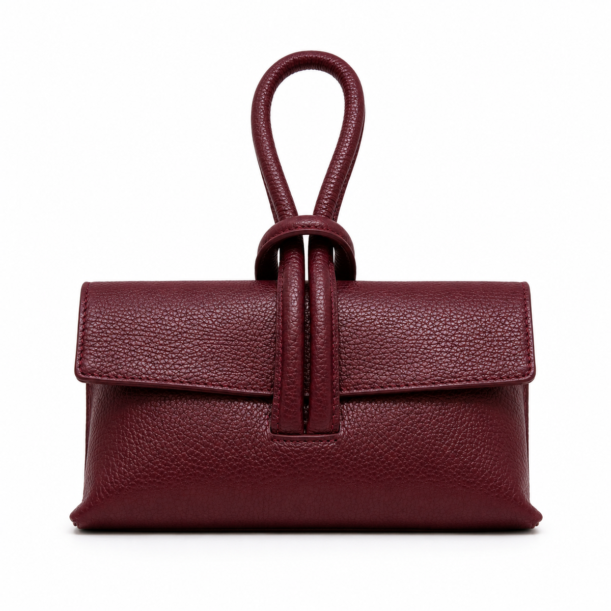 Italian Leather Wristlet Bag - Burgundy