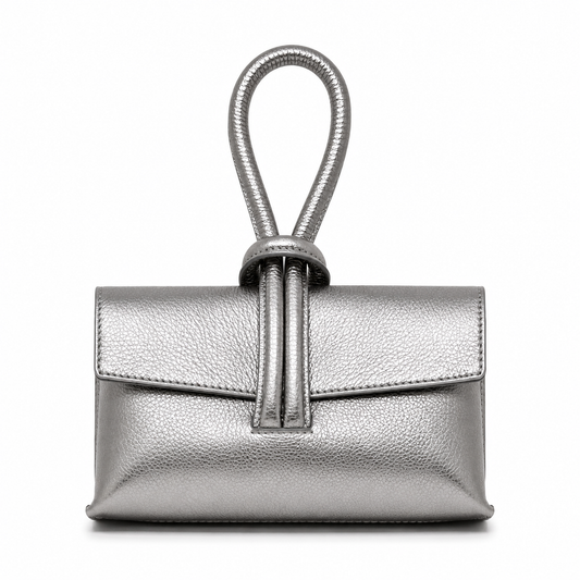 Italian Leather Wristlet Bag - Pewter