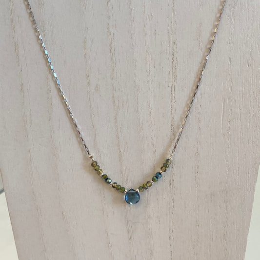 London Blue Quartz Teardrop Necklace