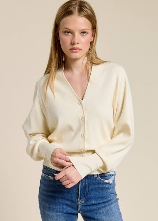 Luxe Button-Up Cardigan - Cream