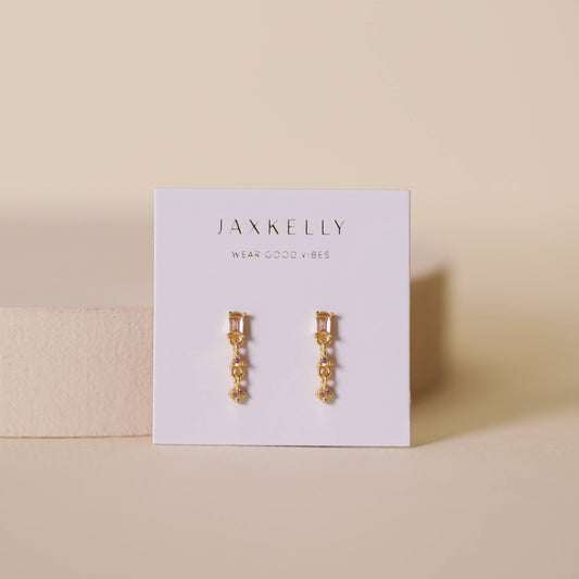 Mini Baguette Drop Earrings - Champagne