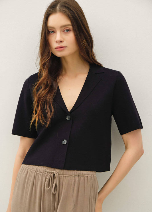 Minimalist Cropped Blazer Sweater