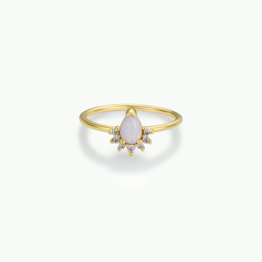 Opal Burst Gold Ring