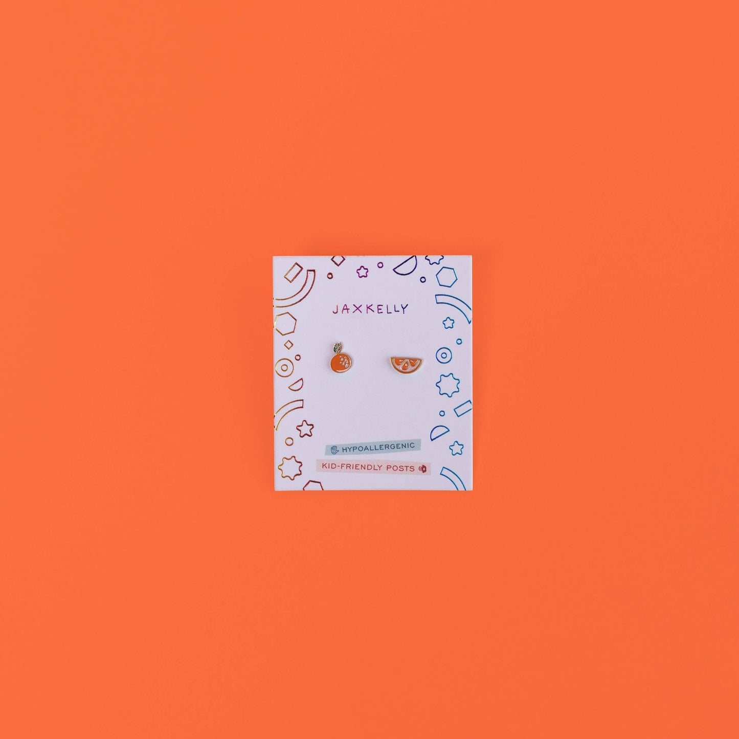 Orange Flat Back Kids Earrings