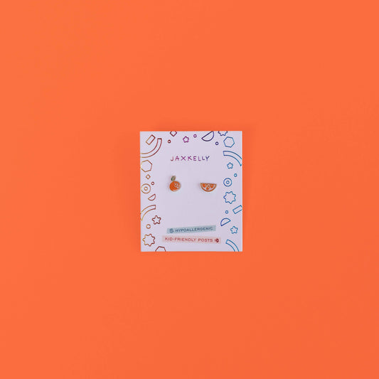 Orange Flat Back Kids Earrings