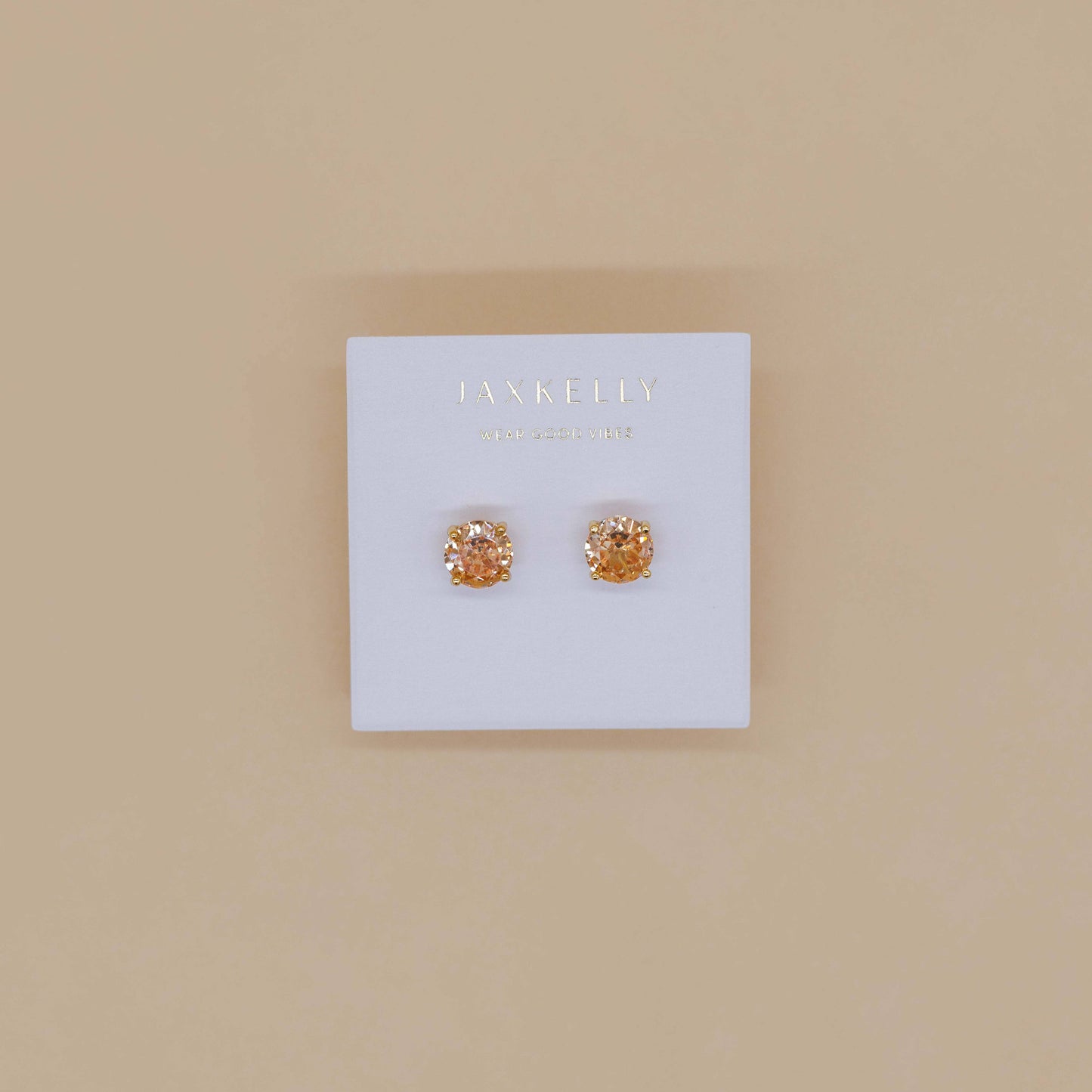 Round Champagne & Gold Earrings