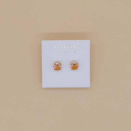 Round Champagne & Gold Earrings