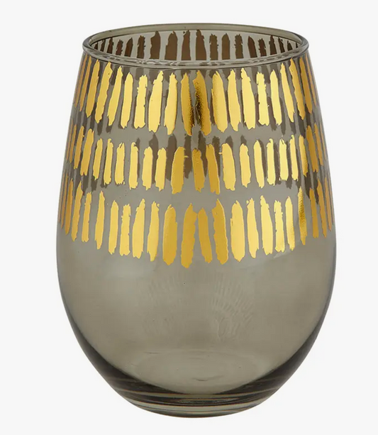 Gold & Grey Stemless Glass