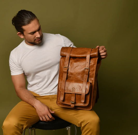 DuVall Leather Rolltop Backpack – Tan