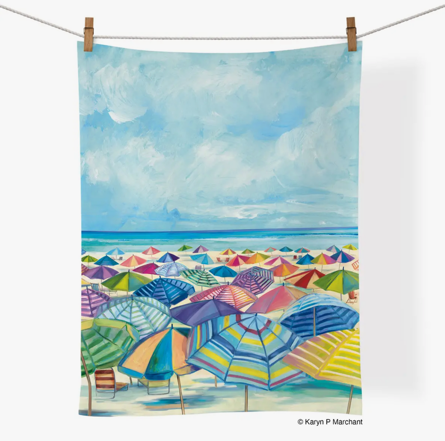 Umbrella Beach Tea Towel