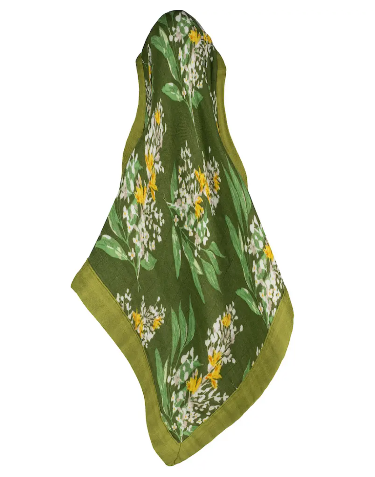 Green Floral Mini Lovey Two-Layer Muslin Security Blanket