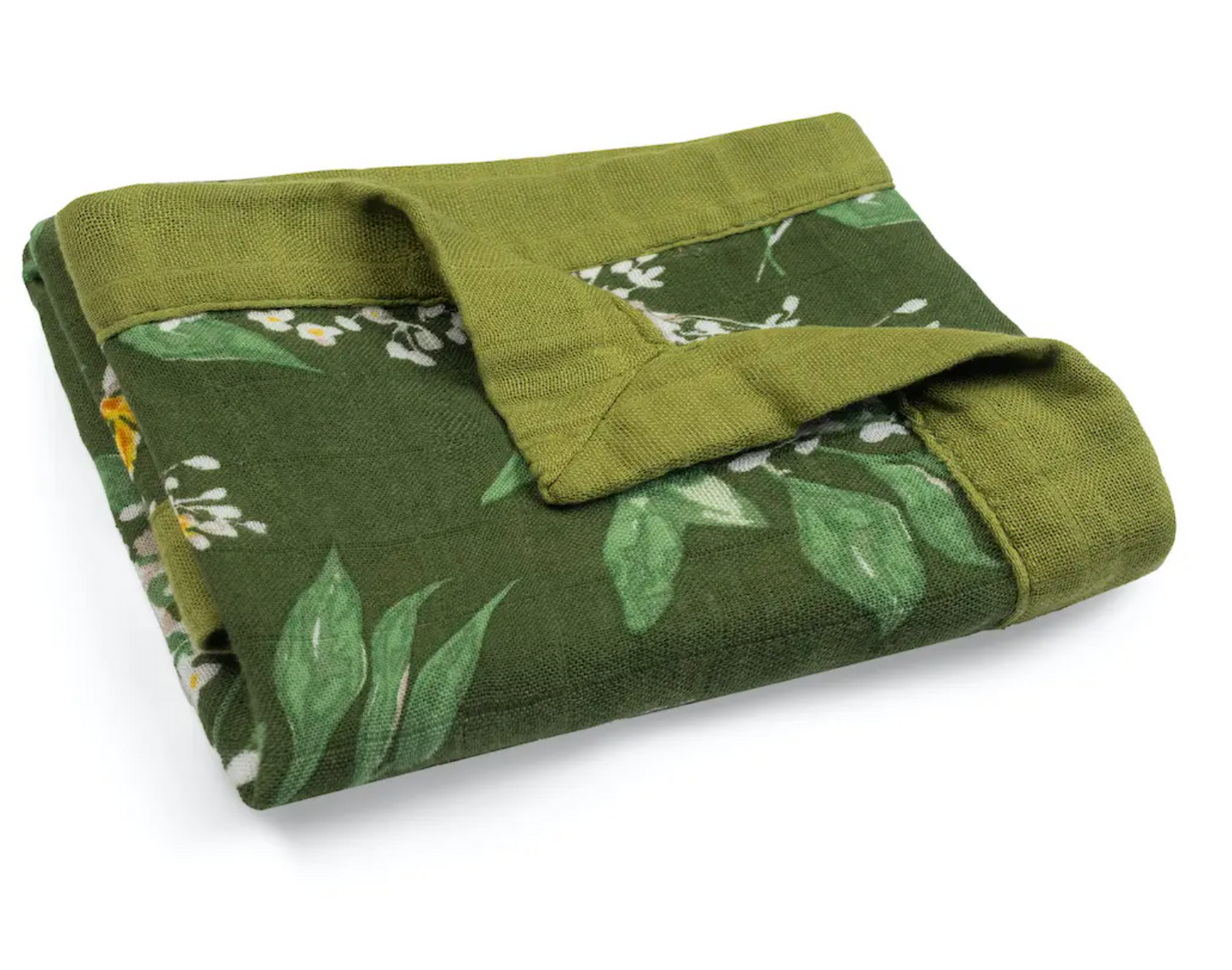 Green Floral Mini Lovey Two-Layer Muslin Security Blanket