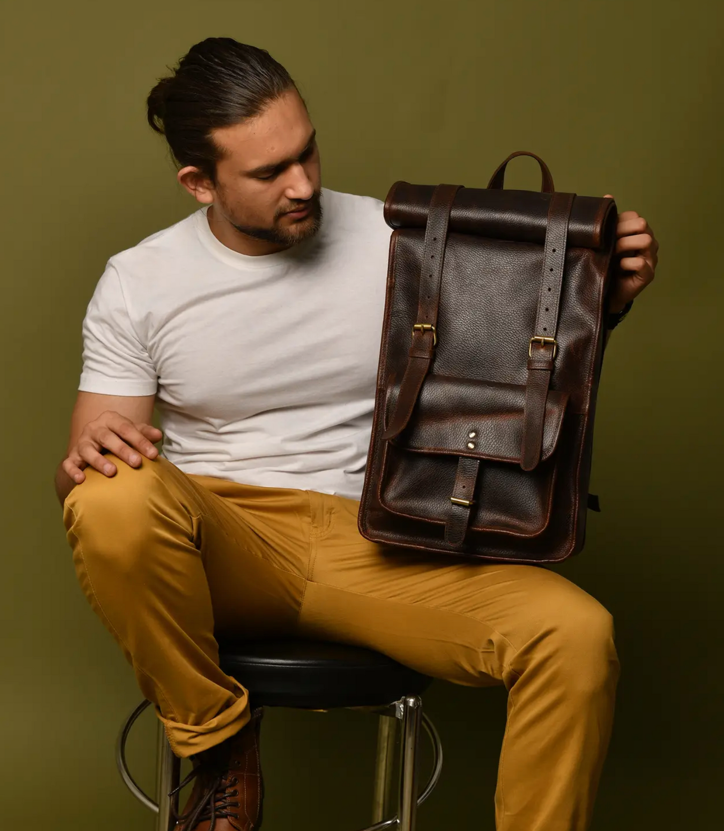 DuVall Leather Rolltop Backpack – Coffee