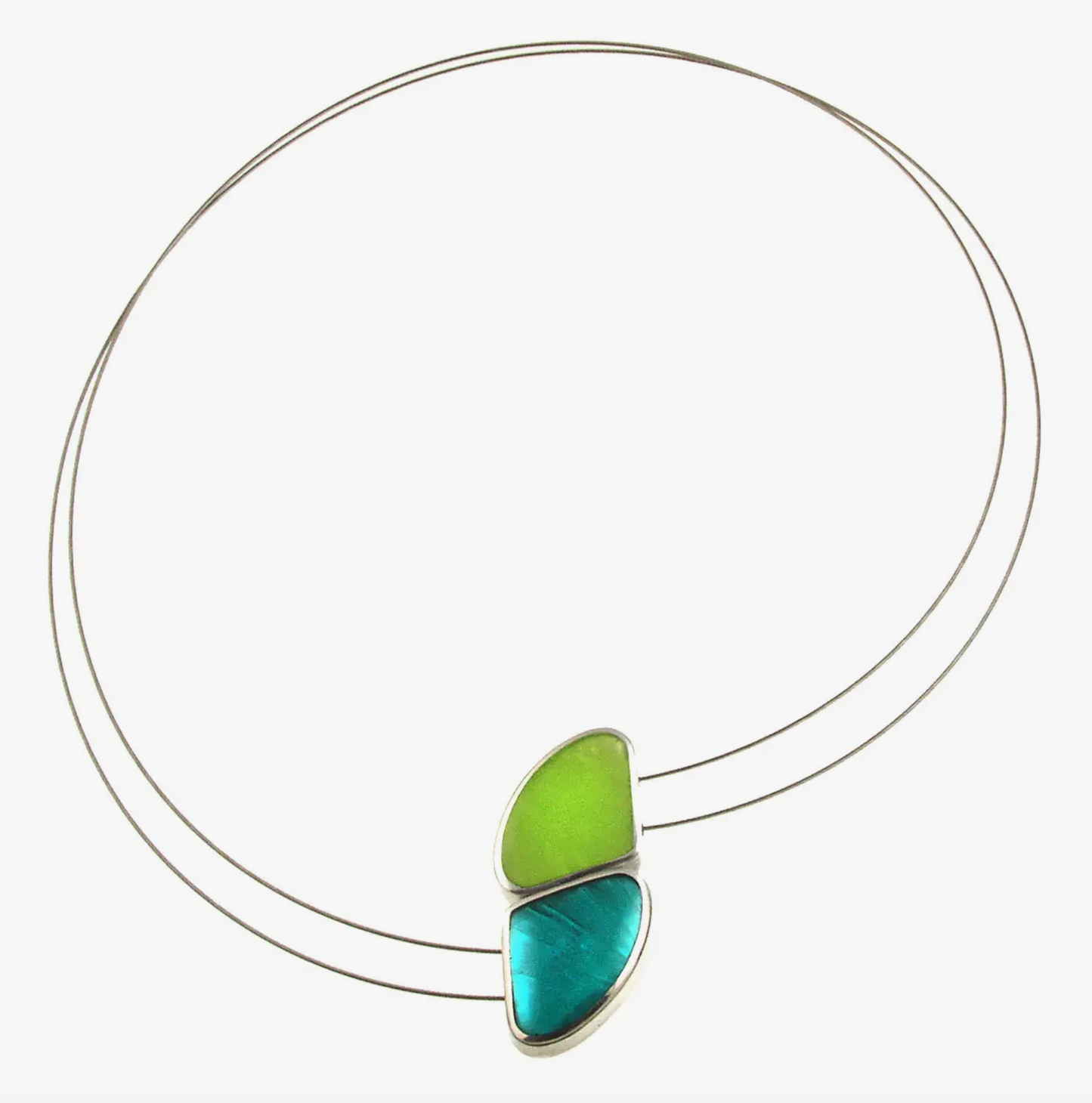 Two Tone Magnetic Pendant Necklace - Turq & Lime