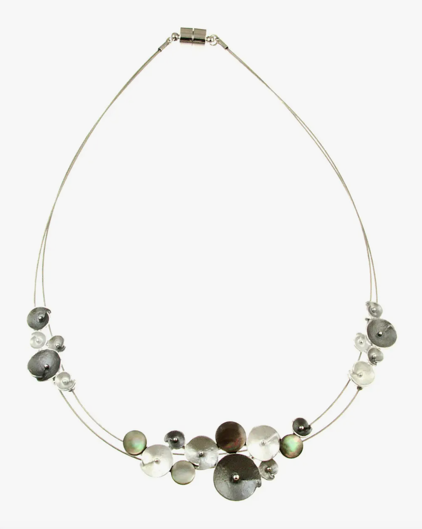 Metal Flower Necklace - Gray