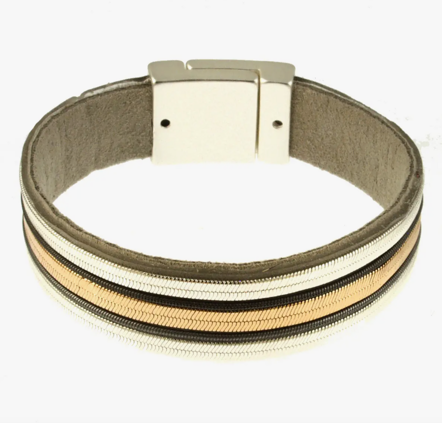 Gun Metal Stripe Chain Bracelet