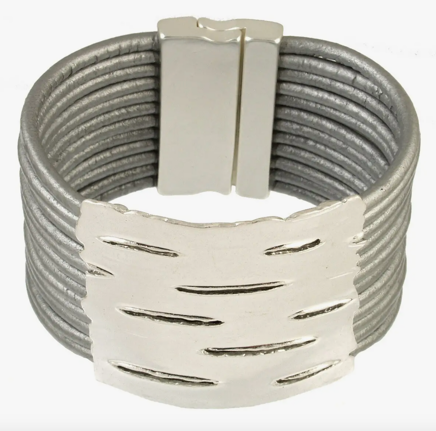 Silver & Leather Cording Bracelet
