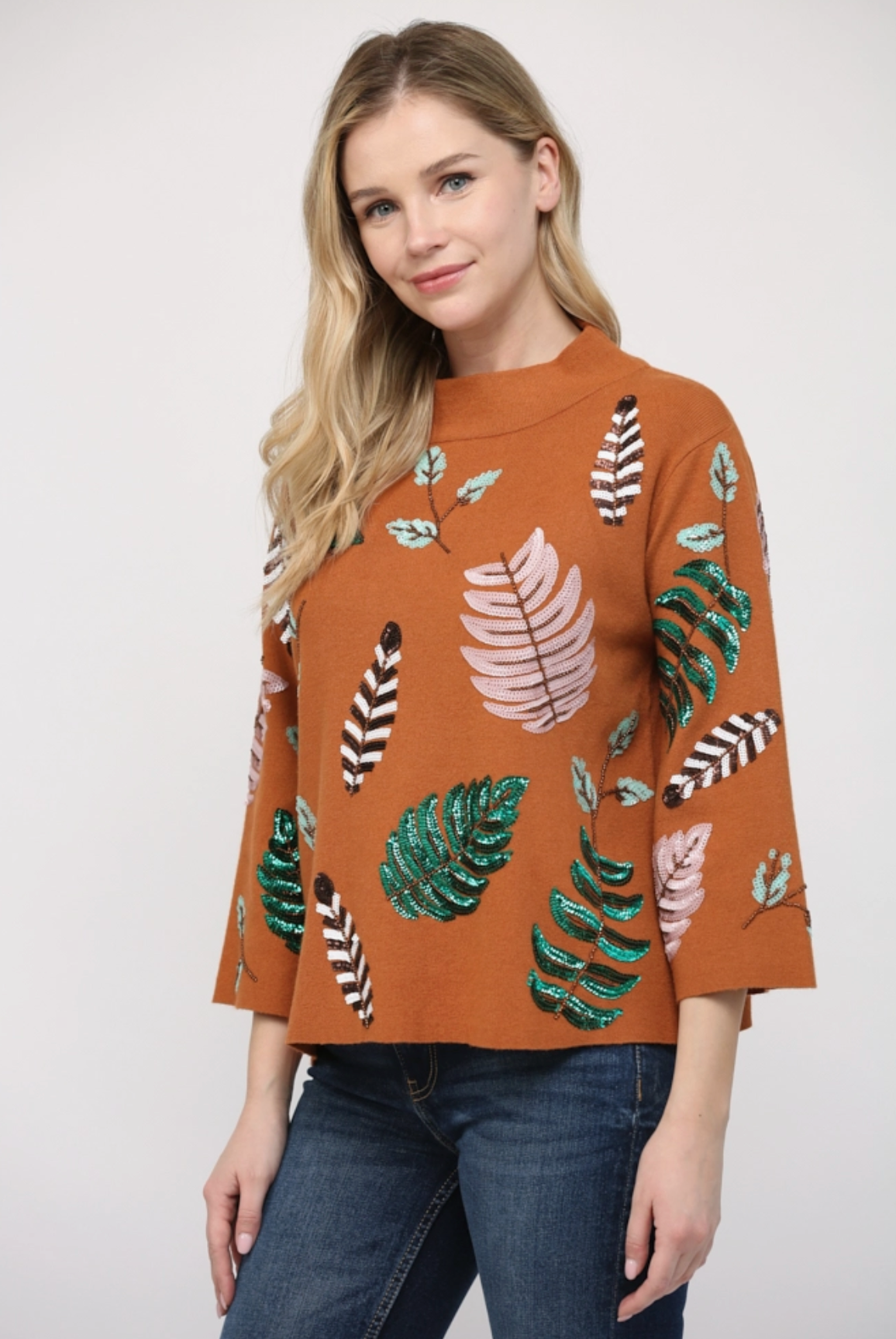 Feathers & Ferns Sequin Sweater