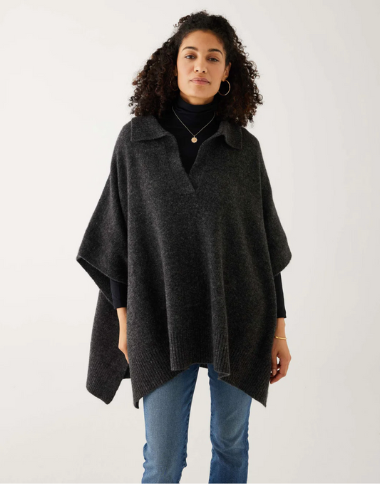 Cambridge Collar Poncho - Charcoal