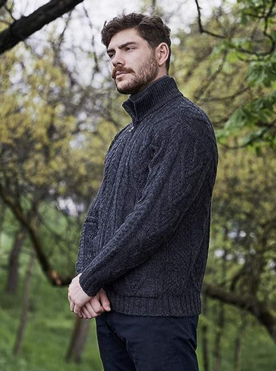 Merino Wool Mens Zipper Cardigan