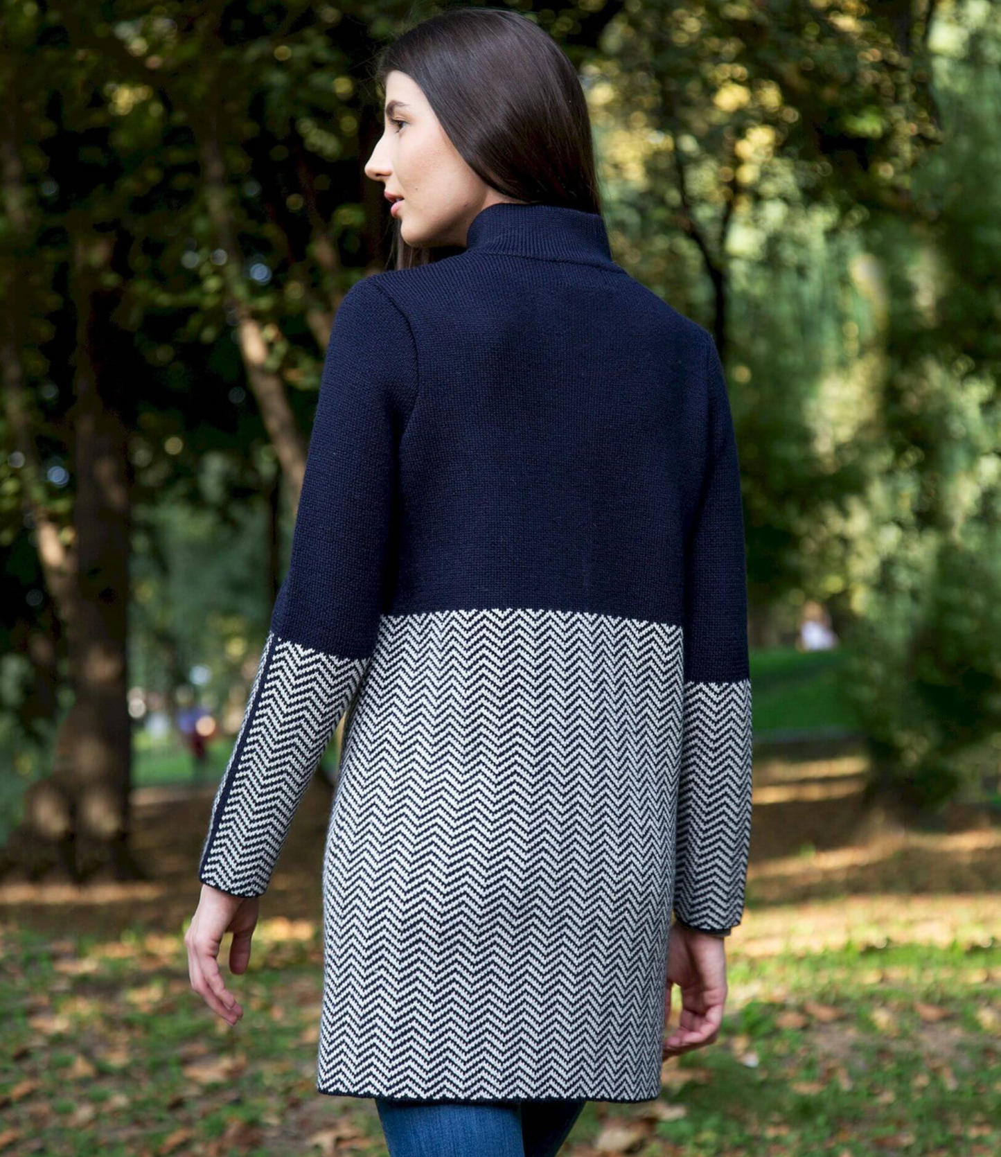 Ladies Herringbone Wool Coat