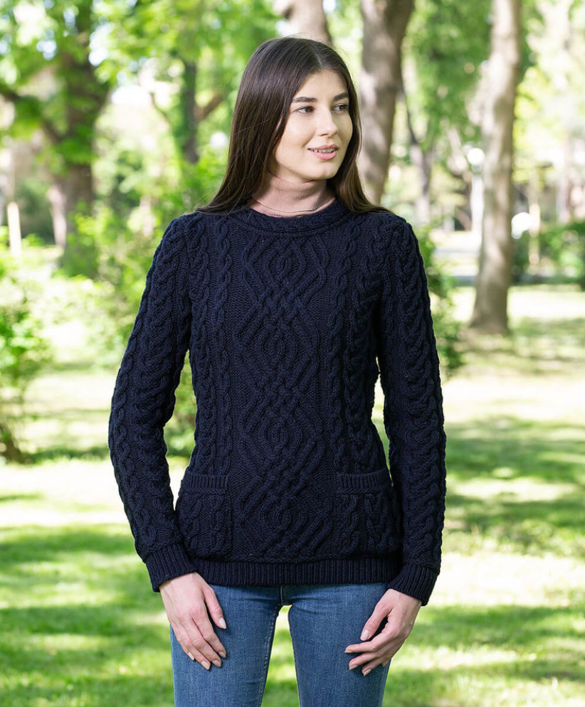 Womens navy discount cable knit sweater