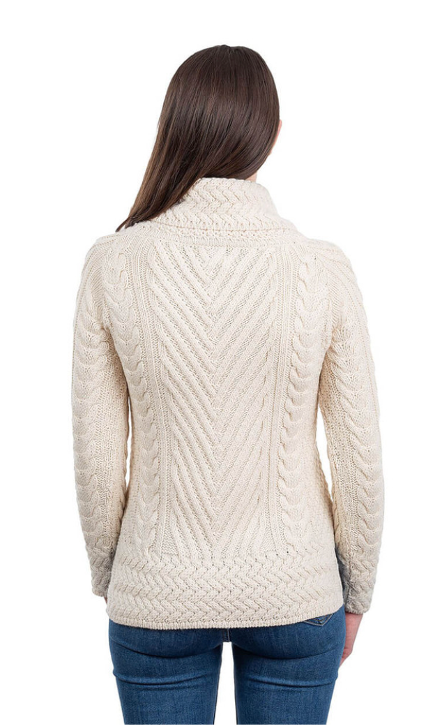 Turtleneck Ribbed Cable Knit Sweater