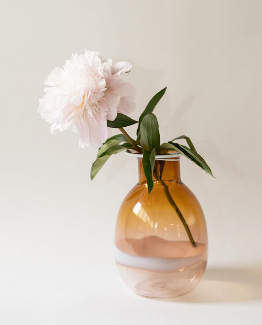 Modern Farmhouse Vase - Faded Amber with Opaline Wrap