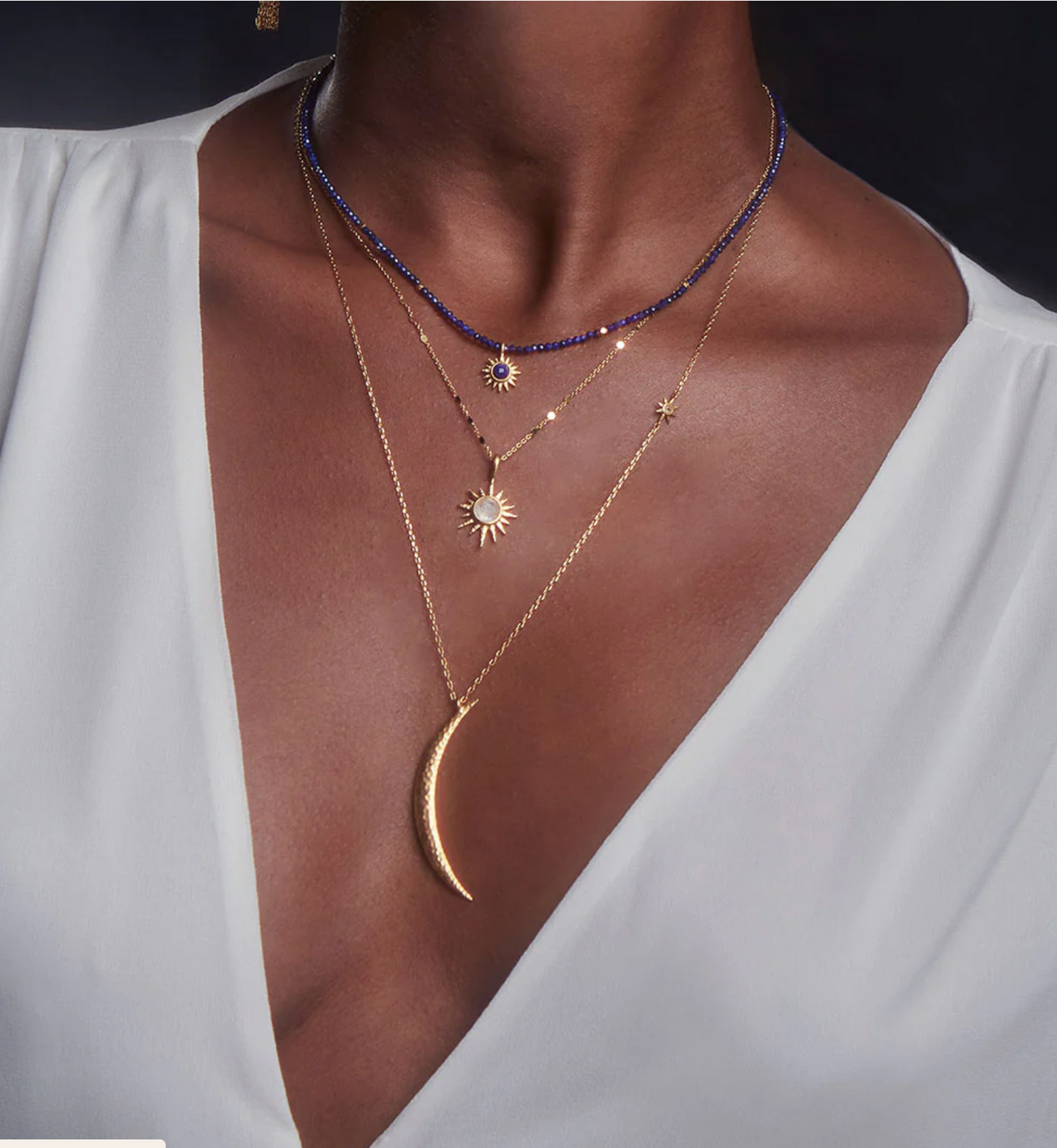 Illuminated Path Gold Moon Necklace