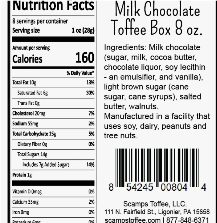 Milk Chocolate Toffee Box - 8 oz