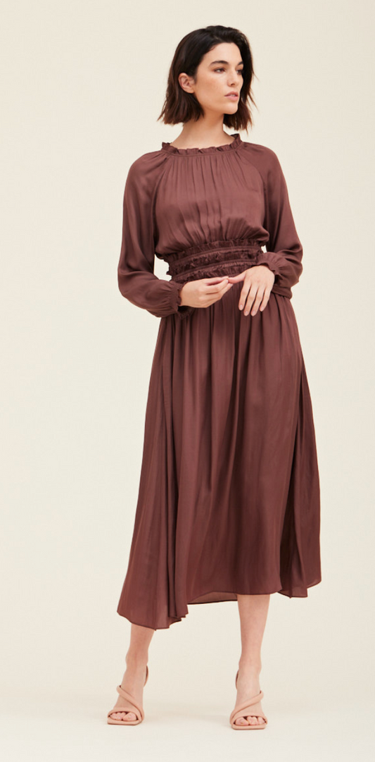 Satin Cinch Midi Dress