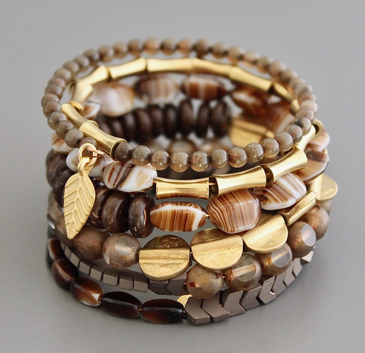 Glass and Hematite Brown Wrap Bracelet